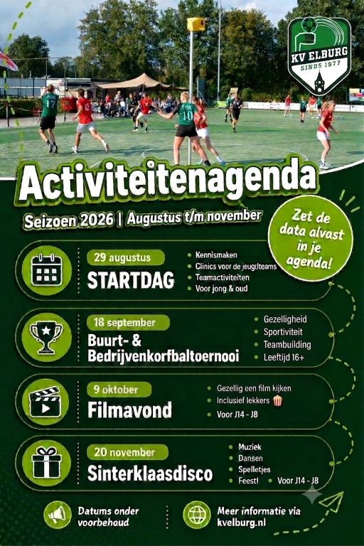 ZET HET IN JE AGENDA: Een nieuw seizoen vol plezier bij KV Elburg!