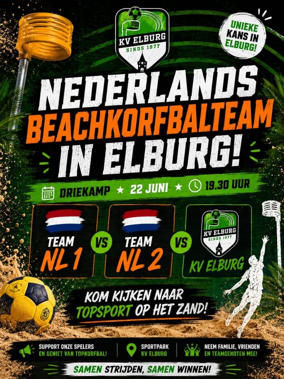 Nederlands Beachkorfbalteam komt naar KV Elburg!